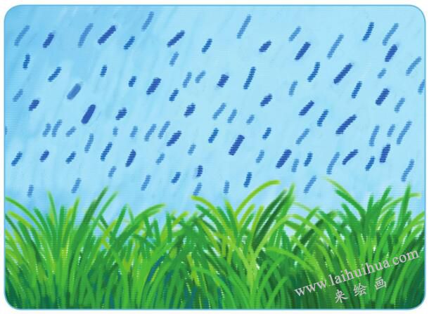 雨中的小草油棒画