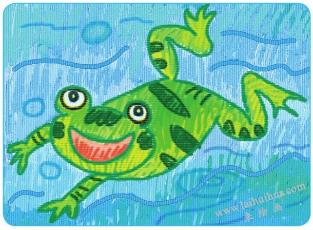 爱唱歌的小青蛙油棒画