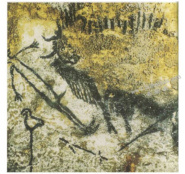 法国拉斯科岩窟《受伤的野牛》名画高清大图