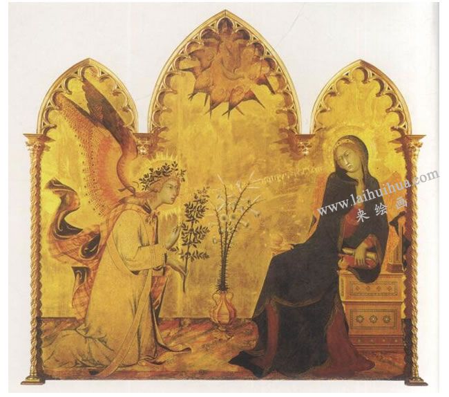 西莫尼•马尔蒂尼《天使与圣母领报》木板蛋彩高清大