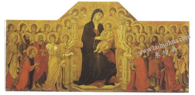 杜乔•迪•博尼塞尼亚《圣母子荣登圣座》木板蛋彩高清大图