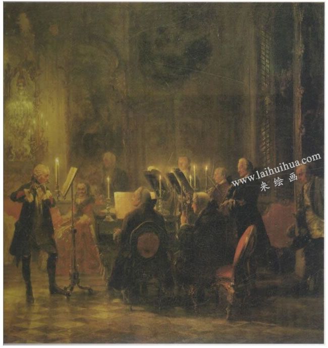阿道夫·门采尔《笛子演奏会》历史画高清大图