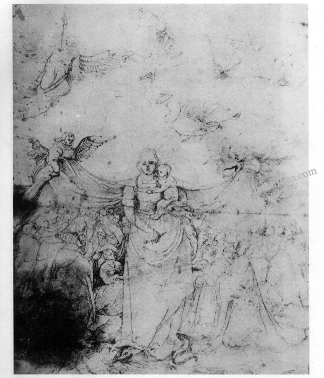 格伦奈华特《密塞利克尔蒂阿的圣母》素描高清大图