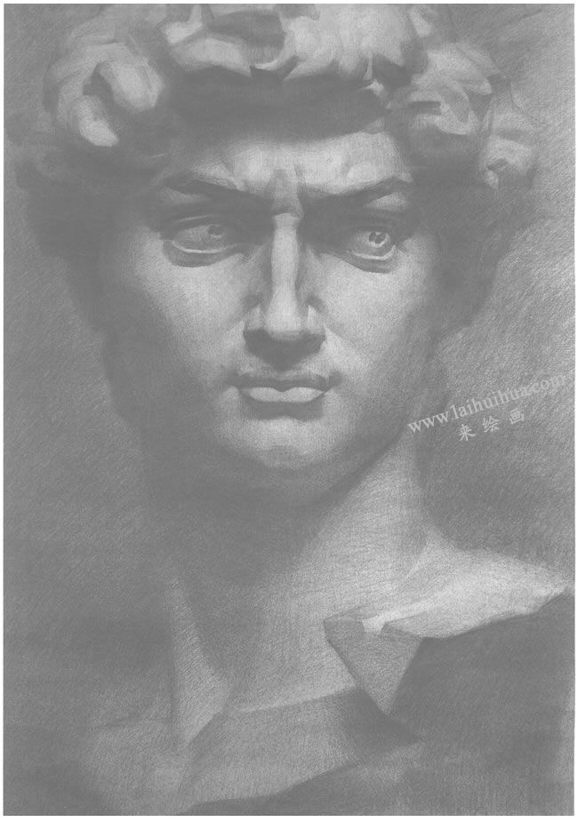 《大卫石膏像》素描作品高清大图