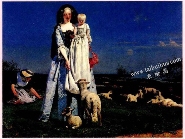 英国人物画《可爱的羔羊》高清大图