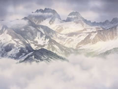 黄有维《天山雪景》水彩画作品