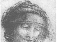达芬奇《圣安妮的头部肖像》素描作品高清大图