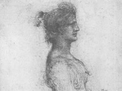 达芬奇《化装舞者的侧面肖像》素描高清大图