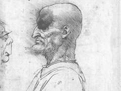 达芬奇《光头男人的侧面肖像》素描高清大图