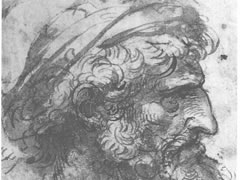达芬奇《有胡须男人的头像习作》素描高清大图