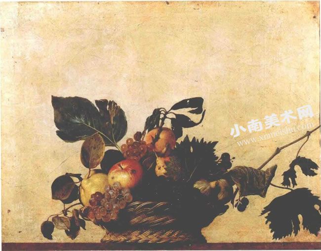 卡拉瓦乔《水果篮》静物油画作品高清大图
