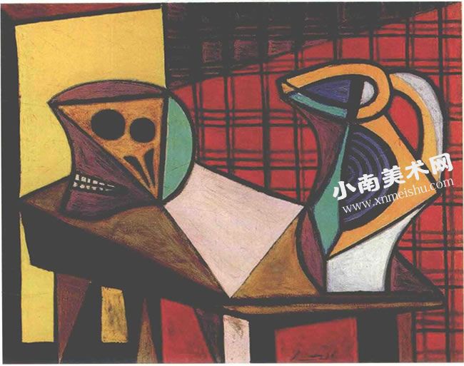 巴勃罗•毕加索《头骨和水罐》静物油画高清大图