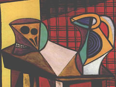巴勃罗•毕加索《头骨和水罐》静物油画赏析