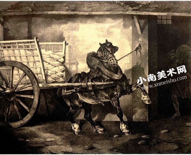 泰奥多尔•籍里柯《马和泥水匠》素描作品高清大图