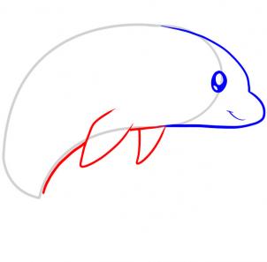 海豚的简笔画画法步骤  - 第四步