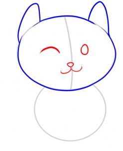 猫的简笔画画法步骤 - 第三步