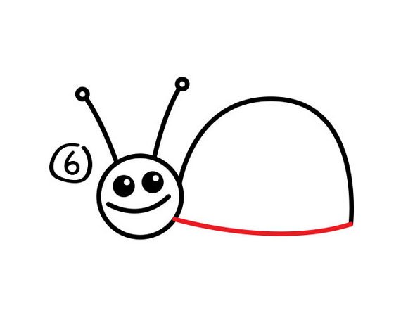第六步：蜗牛简笔画法步骤
