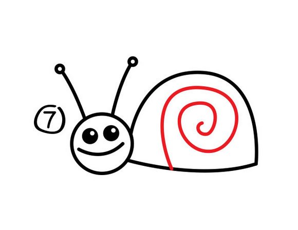 第七步：蜗牛简笔画法步骤