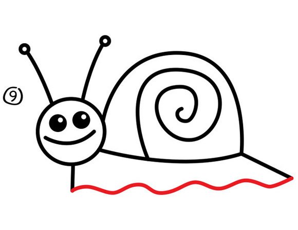 第九步：蜗牛简笔画法步骤