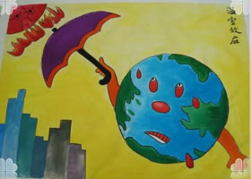 地球儿童水彩画欣赏