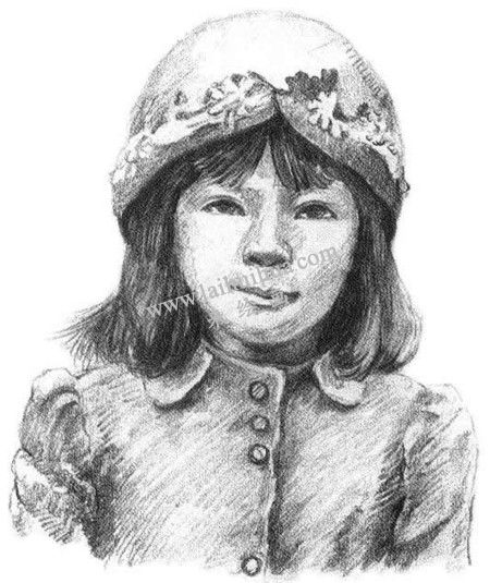 素描戴帽子的小女孩画法步骤 九