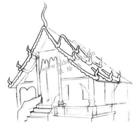 寺庙的素描绘画方法步骤 一