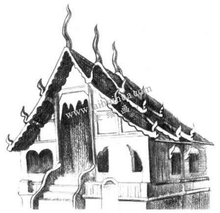 寺庙的素描绘画方法步骤 四