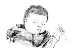 酣睡的婴儿素描绘画方法步骤