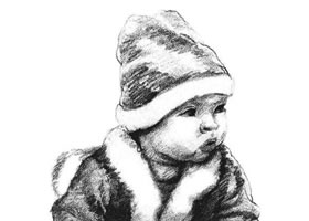 带圣诞帽的婴儿素描画法步骤