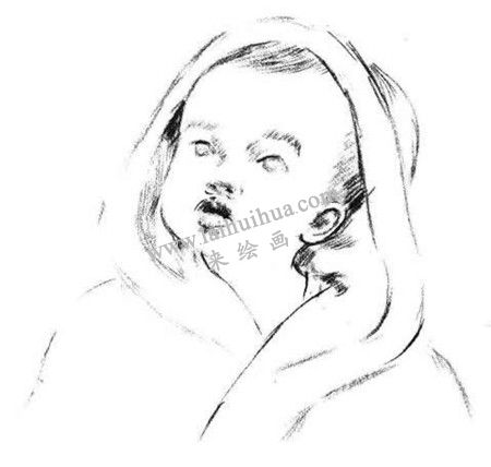 素描双眼皮男婴的绘画方法步骤 四