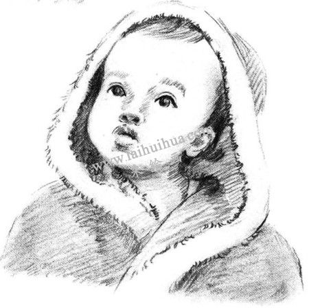 素描双眼皮男婴的绘画方法步骤 八