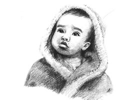 素描双眼皮男婴的绘画方法步骤
