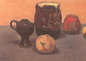 《陶罐与苹果》静物油画