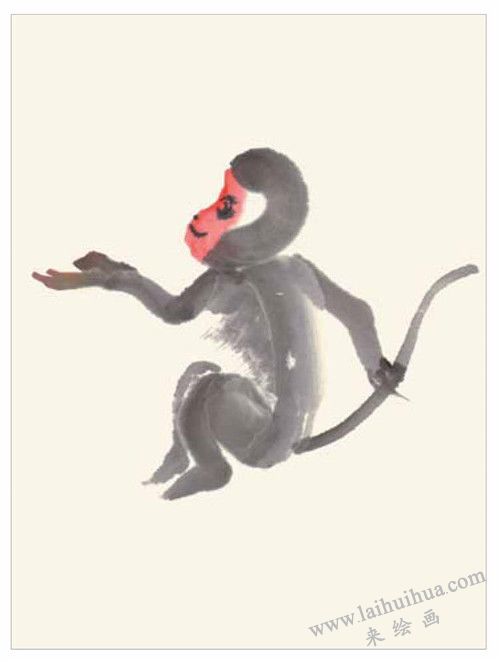 小猴祝寿国画画法  步骤二