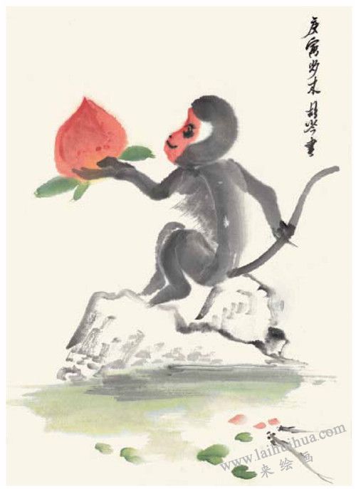 小猴祝寿国画画法  步骤四