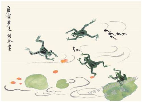 青蛙和蝌蚪的国画画法  步骤四