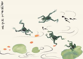 青蛙和蝌蚪的国画画法