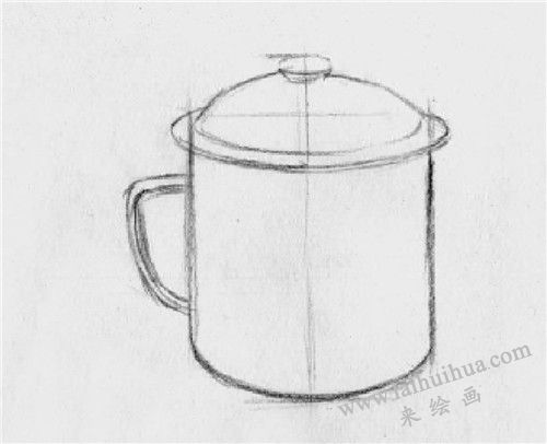 茶缸素描画法步骤 二