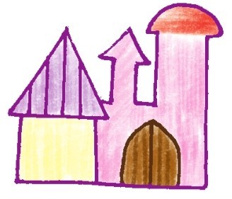 门，城堡色铅笔简笔画画法步骤四