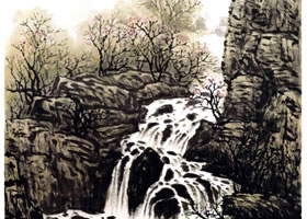 山水画泉瀑的结网画法