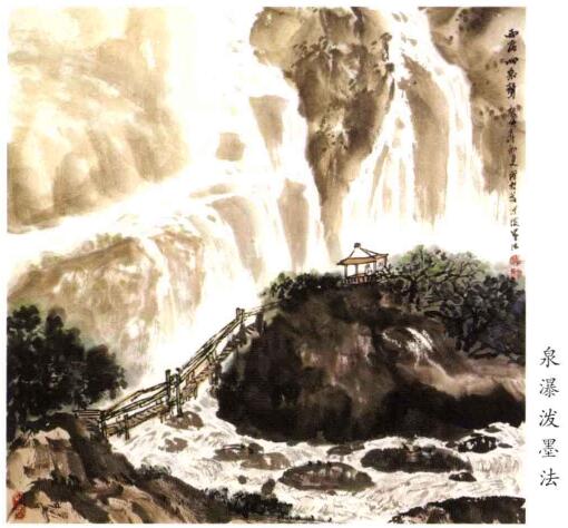 山水画泉瀑的泼墨法