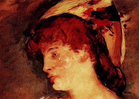 马奈《裸胸的金发女郎》法国人物油画