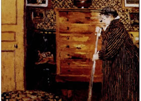 爱德华•维亚尔《清扫房间的妇女》人物油画