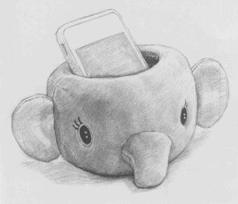大象玩偶手机托素描画法步骤08
