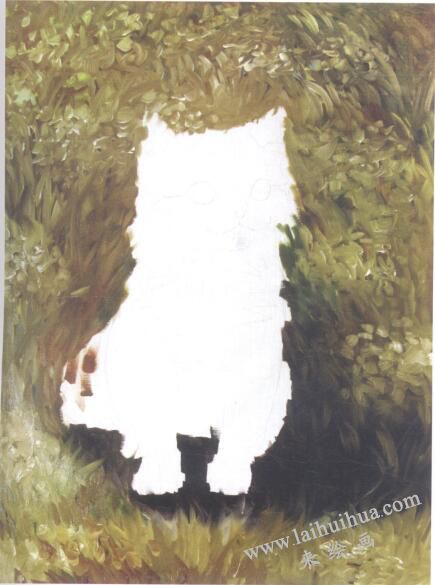 油画画猫之《草丛中》创作步骤一