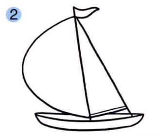 帆船的画法步骤02