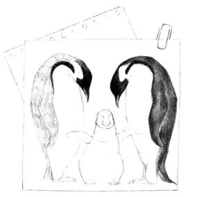 企鹅一家三口素描铺大色画法步骤04
