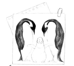 企鹅一家三口素描铺大色画法步骤06