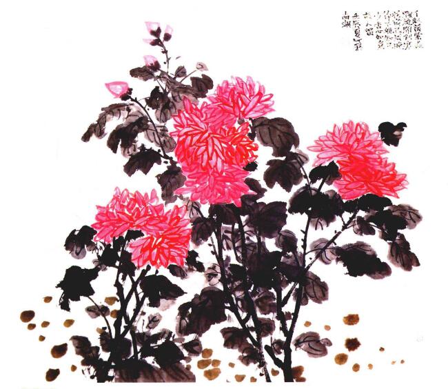 红菊的国画画法