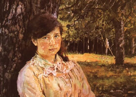 谢洛夫《阳光下的少女》油画作品